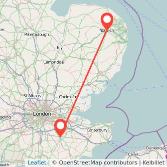 Tonbridge Norwich train map