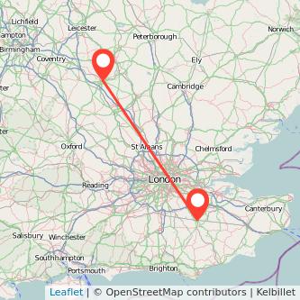 Tonbridge Northampton train map