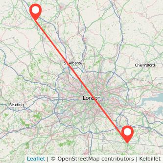 Tonbridge Milton Keynes train map