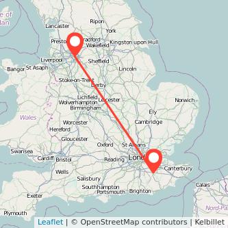 Tonbridge Manchester train map