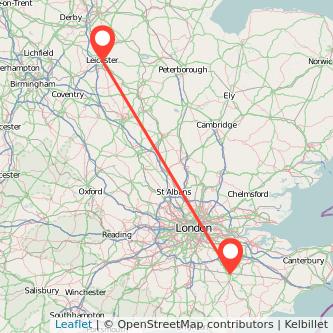 Tonbridge Leicester train map