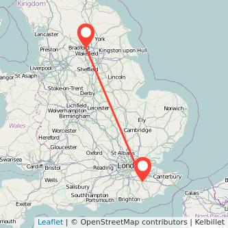 Tonbridge Leeds train map