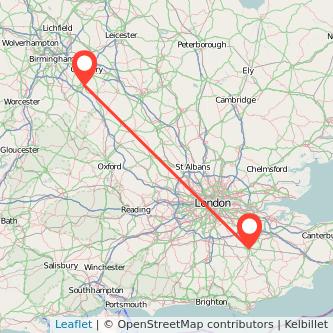 Tonbridge Leamington train map