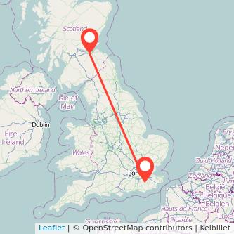 Tonbridge Edinburgh train map