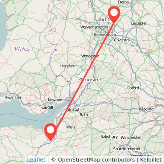 Taunton Tamworth bus map