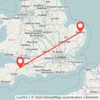 Taunton Norwich train map