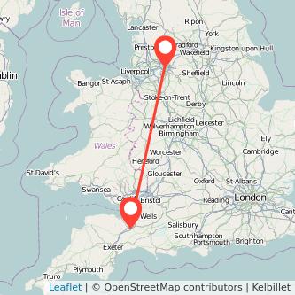 Taunton Manchester train map