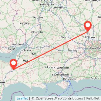 Taunton Luton train map