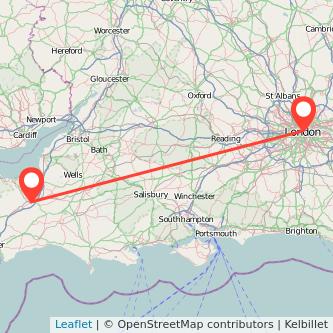 Taunton London bus map