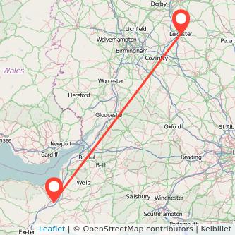 Taunton Leicester bus map