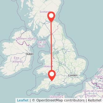 Taunton Edinburgh train map