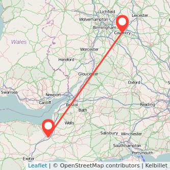 Taunton Coventry bus map