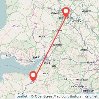 Taunton Birmingham train map