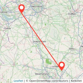 Tamworth Warrington bus map