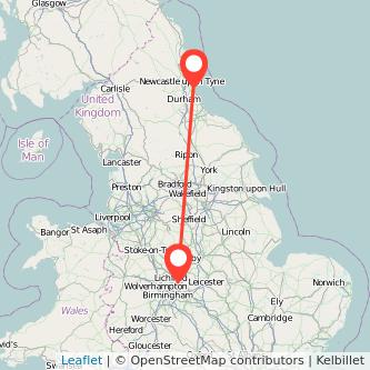 Tamworth Sunderland train map