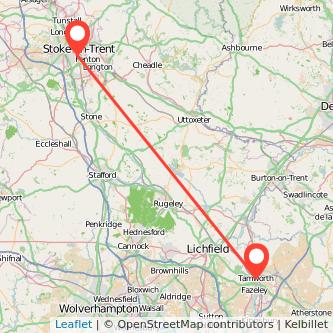 Tamworth Stoke-on-Trent train map