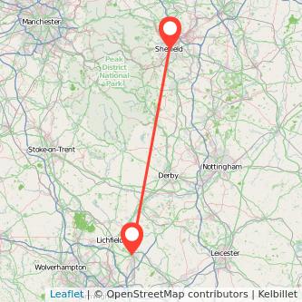 Tamworth Sheffield train map