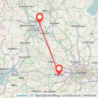 Tamworth Reading train map