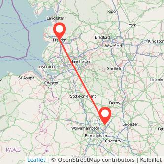 Tamworth Preston train map