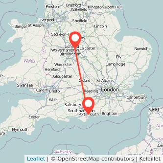 Tamworth Portsmouth bus map