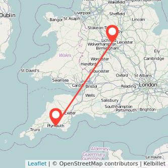 Tamworth Plymouth train map