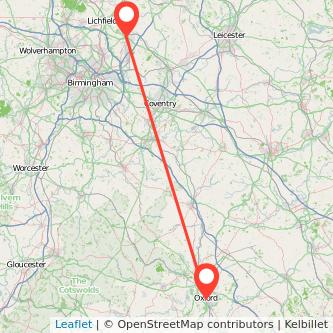 Tamworth Oxford train map