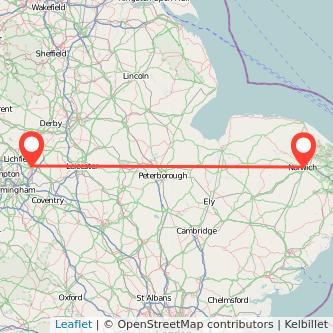 Tamworth Norwich bus map