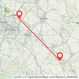 Tamworth Milton Keynes train map