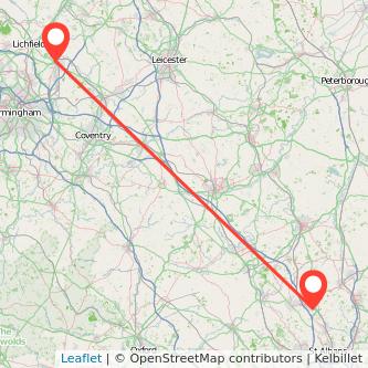 Tamworth Luton train map