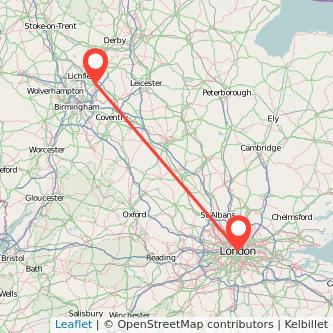 Tamworth London train map