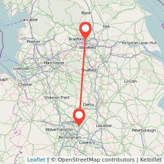 Tamworth Leeds train map