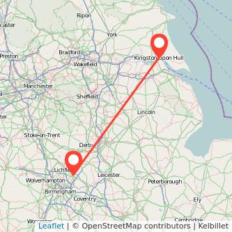 Tamworth Hull train map