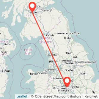 Tamworth Glasgow train map