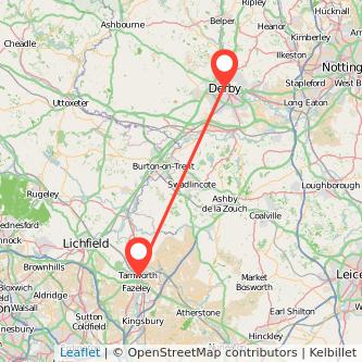 Tamworth Derby bus map