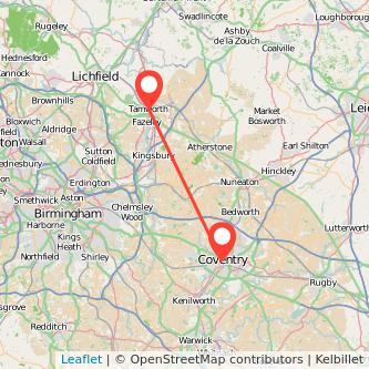 Tamworth Coventry train map