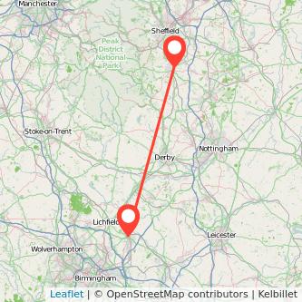 Tamworth Chesterfield bus map