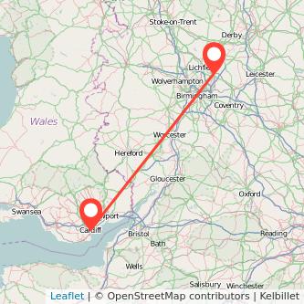 Tamworth Cardiff train map