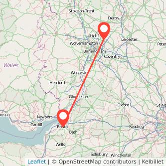 Tamworth Bristol train map