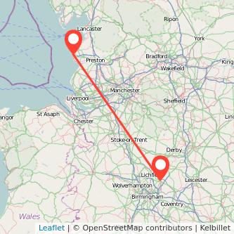 Tamworth Blackpool train map