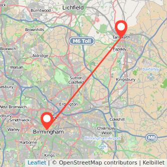 Tamworth Birmingham train map