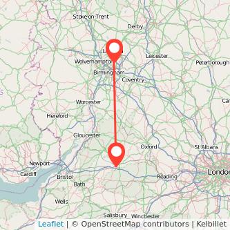 Swindon Sutton Coldfield bus map