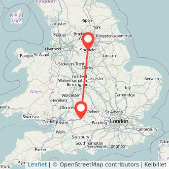 Swindon Sheffield train map