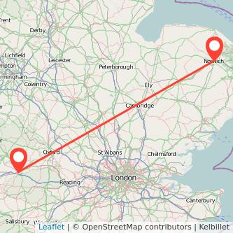 Swindon Norwich train map