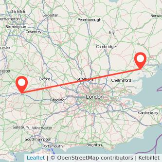 Swindon Colchester bus map