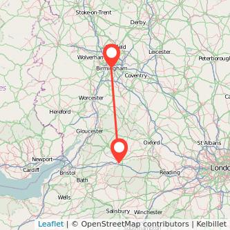 Swindon Birmingham bus map