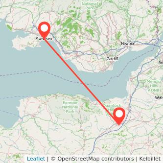 Swansea Taunton train map