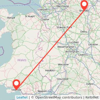 Swansea Sheffield train map