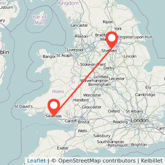 Swansea Rotherham train map