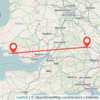 Swansea Oxford train map