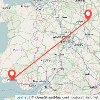 Swansea Nottingham train map